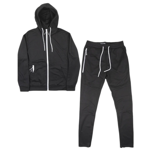 TRUE BORN TRACK JACKET & PANTS SET BLACK - TF501-TH504 SMALL - Picture 1 of 3